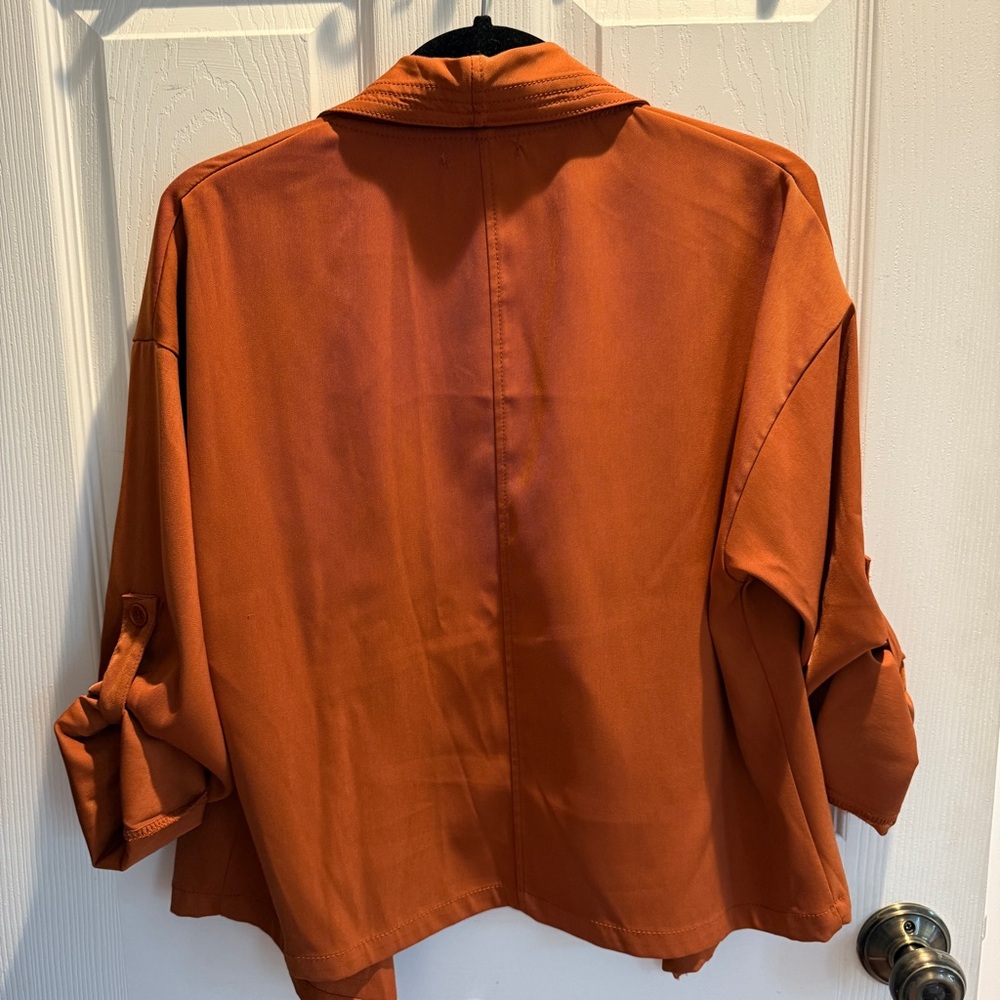 Max Studio Rust Open Front Utility Style Jacket - Picture 2 of 9